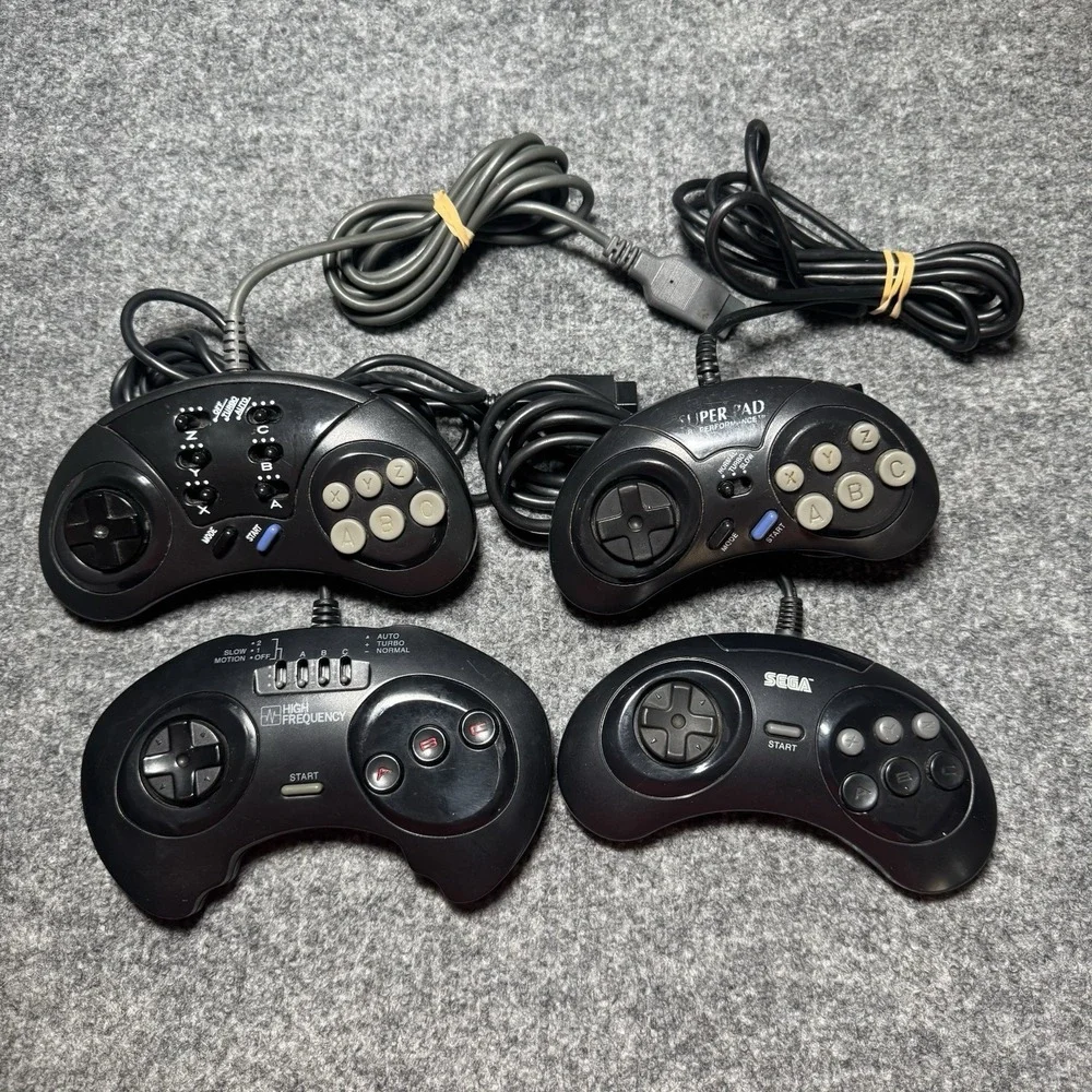 Lot of 3 Third Party & 1 OEM Sega Genesis Controllers Tested Working 4 Total